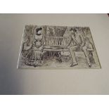 A Collection of Two Ink Cartoon Drawings signed Du Maurier together with a Pencil Drawing After