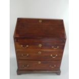 A Mid 19th Century Mahogany Fall Front Bureau of Small Proportions.