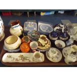 A Tray of Ceramics to include Minton, Arcadia Crested Ware, Wedgwood Blue Jasperware,