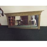 A Mid 19th Century Gilt Three Section Overmantle Mirror with Moulded Frame.