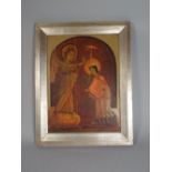 A Spanish Religious Icon of the Annunciation, Painted on Panel Signed F Andueza,