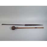 An African Tribal Club and Ceremonial Spear. 66 and 95cm Long Respectively.