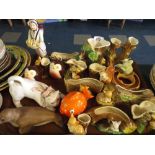 A Tray of Hornsea Fauna Planters, Aynsley Common Seal Ornament,