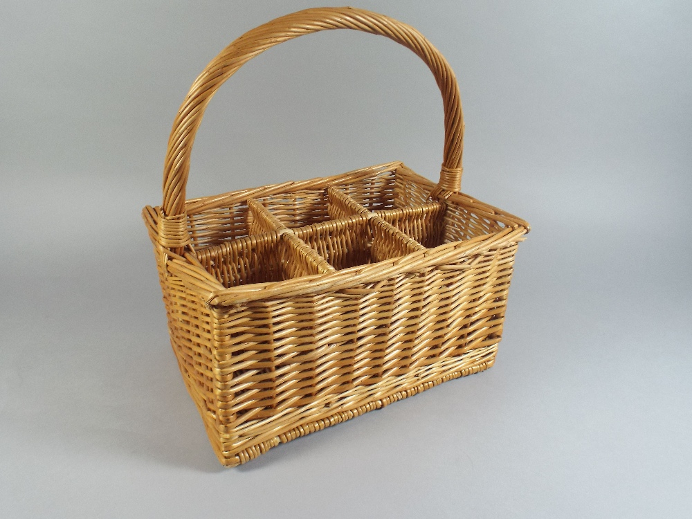 A Wicker Six Bottle Wine Carrier