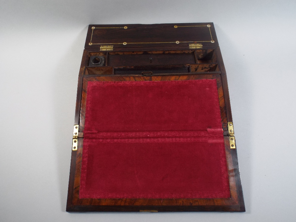 A 19th Century Mother of Pearl Inlaid Writing Slope with Fitted End Section. 35x24x18cm. - Image 2 of 2
