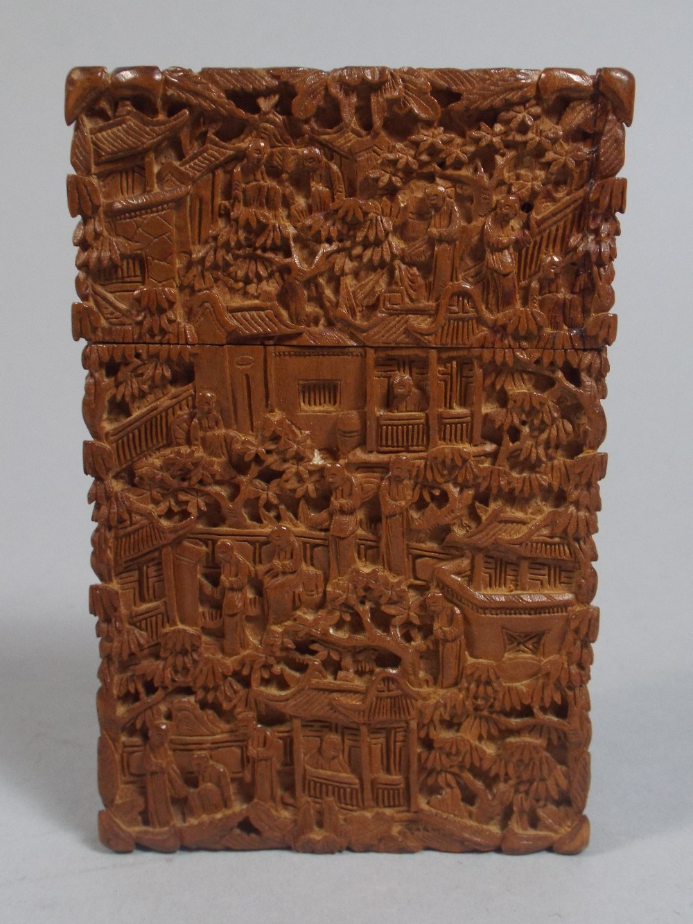 A Nicely Carved Cantonese Sandalwood Card Case