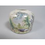 A Small Chinese Brush Pot Decorated in Multi Coloured Enamels Depicting Farmstead,