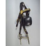 A Victorian Brass Mounted Leather Heavy Horse Bridle with Bit.