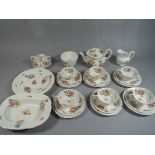 A Collection of Coalport Floral Teawares to Include 6 Trios, Teapot, Sugar, Cream, 3 Plates,