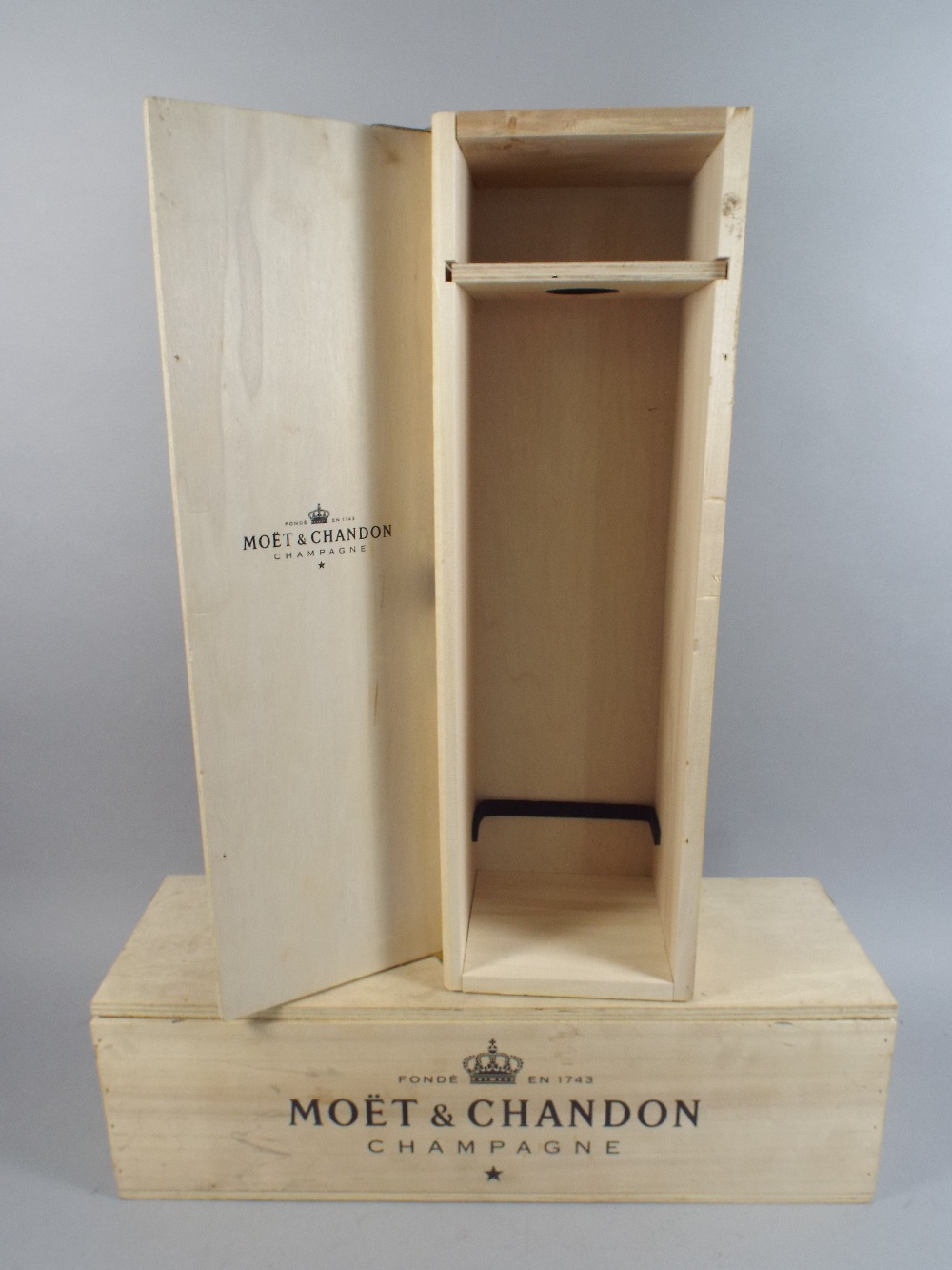 Two Moet and Chandon Wooden Champagne Boxes.