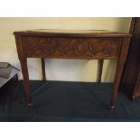 A Carved Oak Side Table with Hinged Lift Top.