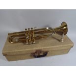 A Cased Brass Trumpet, The Lincoln by Selmar.