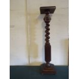 A Victorian Mahogany Torchere Stand with Barley Twist Support 113 Cm High.