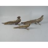 A Collection of Three Silver Plated Pheasants.