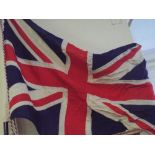 A Good Quality Hand Sewn Union Jack with Two Section Flag Pole Having Brass Speared Top.