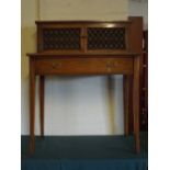 A Good Quality Edwardian Mahogany Escritoire with Single Fitted Drawer Having Tooled Leather