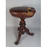 A Late Victorian Rose Wood Based Swivel Piano Stool, In Need of Reupholstery.