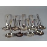 A Collection of Ten Silver Plated Sauce Ladles Including Three Pairs.