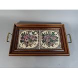 A Two Handled Rectangular Tile Top Tray.