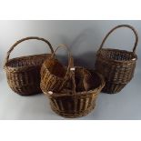 A Collection of Five Wicker Shopping Baskets Etc.