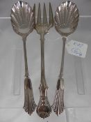 A Solid Silver Victorian Cake Fork, London hallmark, dated 1866 , est 108 gms. mm SW together with a