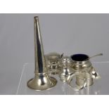 A Collection of Miscellaneous Silver including three piece cruet, Birmingham hallmark, dated 1913 mm