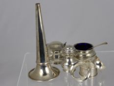 A Collection of Miscellaneous Silver including three piece cruet, Birmingham hallmark, dated 1913 mm