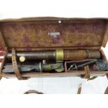 An Antique Brass and Leather Hunting Scope, in the original leather case, by F. Davidson & Co,