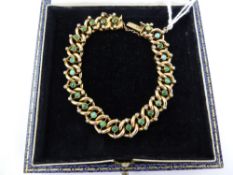 A Lady's 9 ct Gold Turquoise and Seed Pearl Bracelet. The bracelet set with 24 turquoise and 48 seed