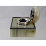 A Gentleman's Onyx, Lapis and Silver Mounted Ink Stand, London hallmark, m.m George Betjemann &