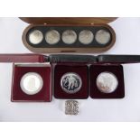 A Collection of Miscellaneous Silver Proof Coins, including 2 x Canadian dollars, Luis de Camoes 1,