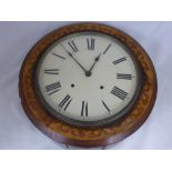 A Circa 1875 Striking American Eight Day Wall Clock, having inlaid leaf form surround with white