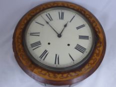 A Circa 1875 Striking American Eight Day Wall Clock, having inlaid leaf form surround with white