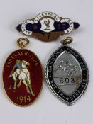 Three Racing and Other Enamel Badges, Ranelagh Polo Club 1914, Sandown Park 1939 and County