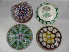 Four Glass Scottish Paperweights, Millefiori in style, including Whitefriars, Stratheart, and two