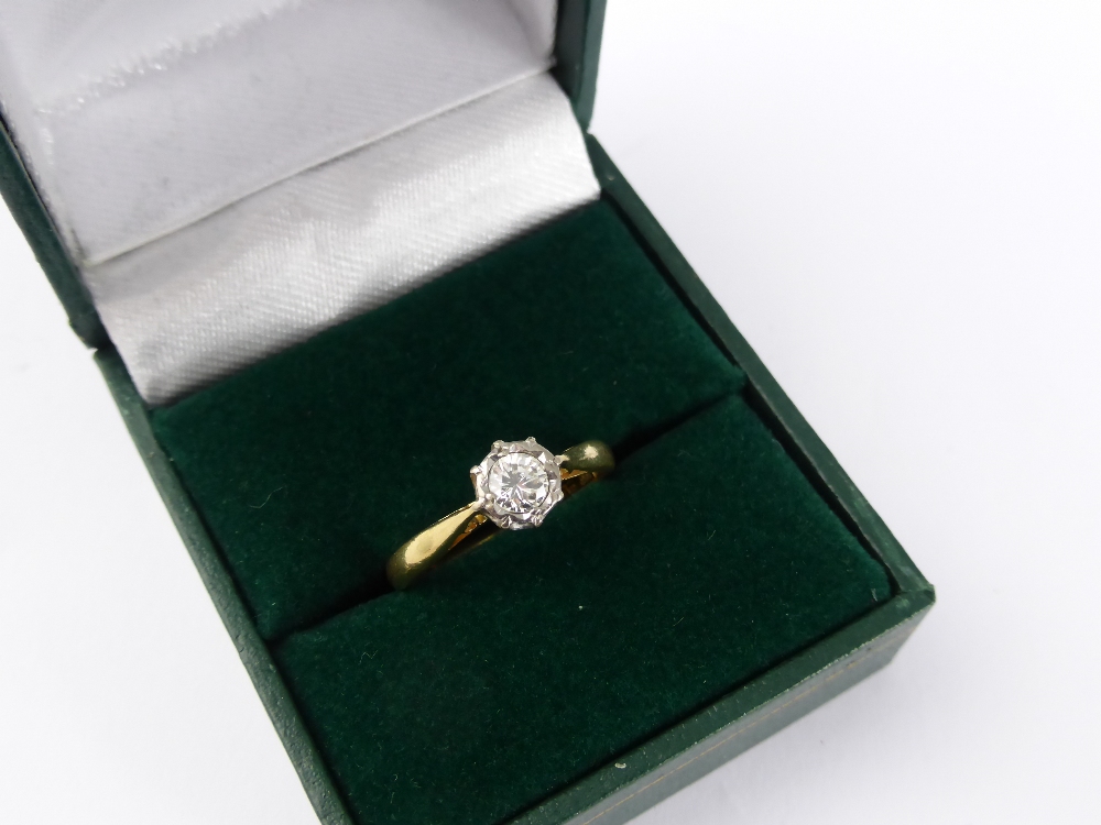 An 18ct Yellow Gold Lady's Illusion Set Old Cut Diamond Ring, approx 4.00 mm, 0.25 ct, Ring Size M.