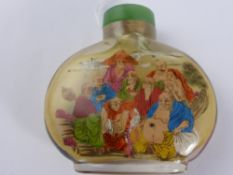 An Inside Painted Chinese Snuff Bottle, the bottle depicting various characters to back and front.
