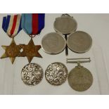 A Collection of Miscellaneous items including 1939 -1945 Star, France and Germany Star, three silver