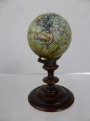 A J Wyld, Leicester Sq. Miniature Terrestial Globe, London 1851, J Addison Sc, the world supported