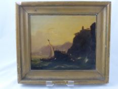 Artist Unknown, circa 19th Century Continental Oil on Board, depicting a coastal squall scene,