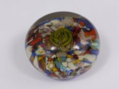 An Antique Scrambled Millefiori Paperweight, with a yellow and black snake, believed to be