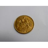 An Edward VII 1910 half sovereign (good condition)