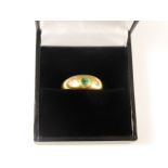 A Gentleman's 9ct Gold Diamond and Green Stone Ring, Size M, approx 3.1 gms.