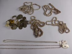 A collection of miscellaneous items including vintage studs, silver chains and a 9 ct gold ring (1.7