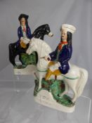 Two 19th Century Staffordshire Figures entitled "Tom King" and "Dick Turpin", est height 23 cms (