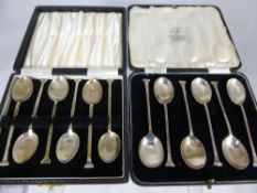 Two Solid Silver Coffee Spoon Sets in their original presentation boxes.