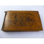 A Wooden Covered Souvenir Book of Lithographs de Fontainebleau, the book depicting various scenes
