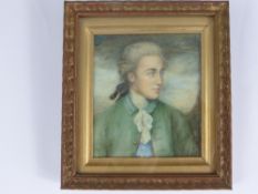 A Miniature 19th Century Portrait, depicting Sir John Mortlake of Cambridge, est 8.5 x 9.5 cms,