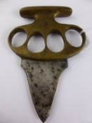 A WW2 Brass and Steel Knuckle Knife . The blade engraved Boswell Hatfield and Co., Sheffield. The