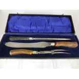 A Mother of Pearl handled Victorian Knife and Fork, Birmingham hallmarked, mm George Unite